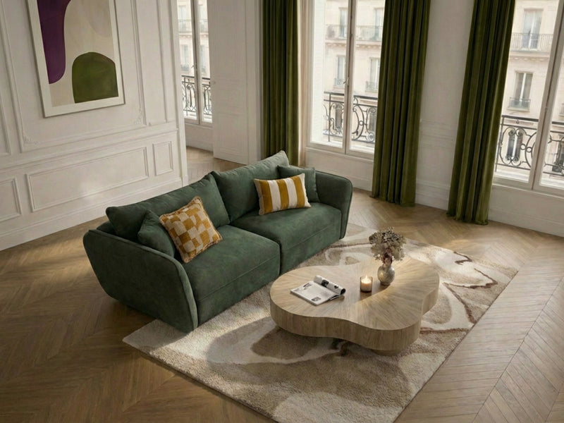 Luigi - Canapé Droit Fixe 3 Places - Tissu Lisse