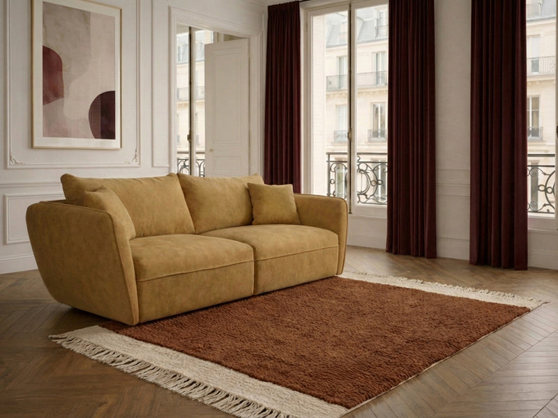 Luigi - Canapé Droit Fixe 3 Places - Tissu Lisse