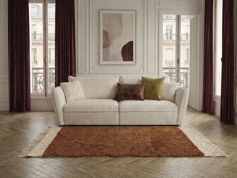 Luigi - Canapé Droit Fixe 3 Places - Tissu Lisse