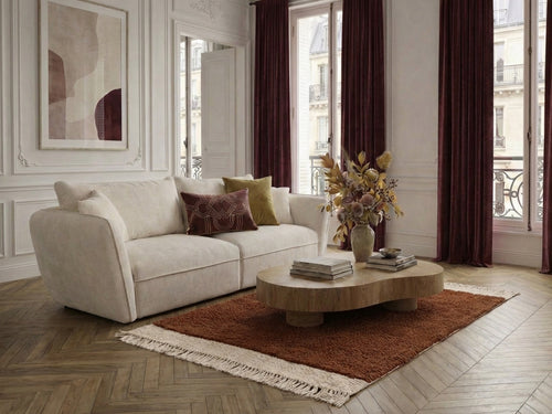 Luigi - Canapé Droit Fixe 3 Places - Tissu Lisse