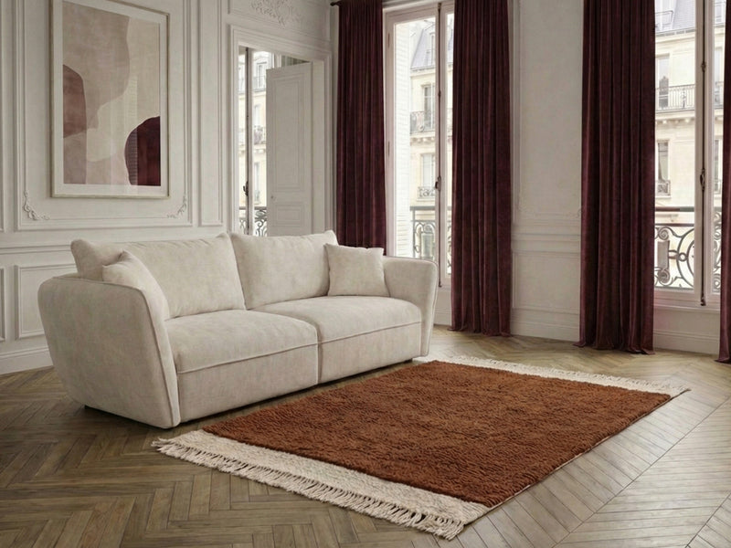 Luigi - Canapé Droit Fixe 3 Places - Tissu Lisse