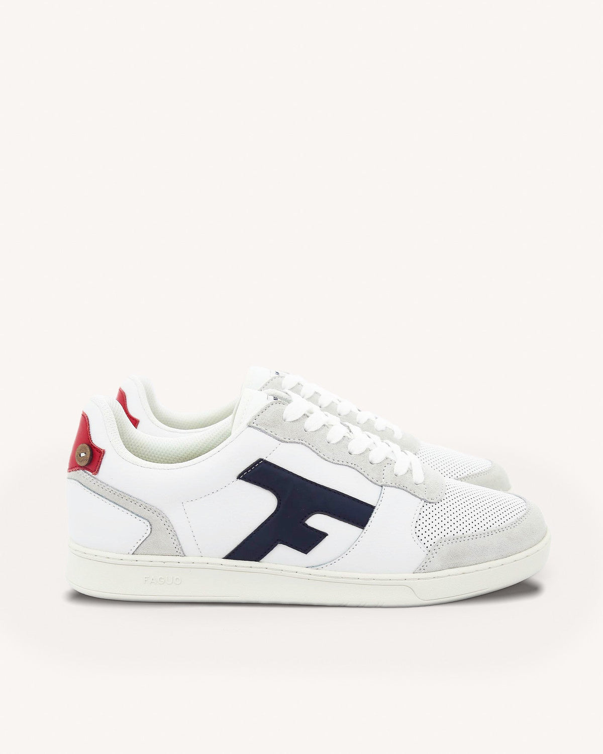 Baskets Cuir Blanc Et Bleu Marine