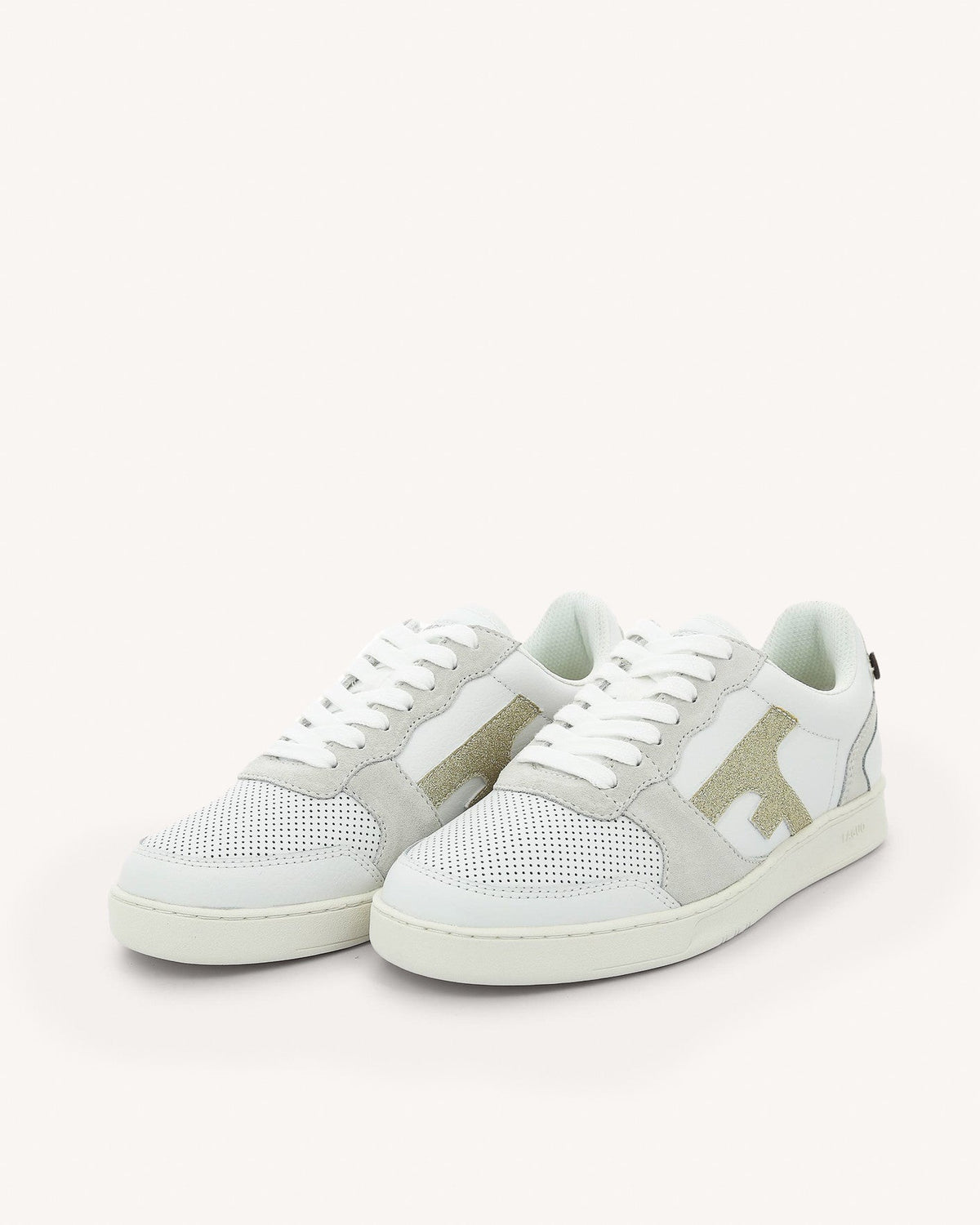 White & Gold Leather Trainers