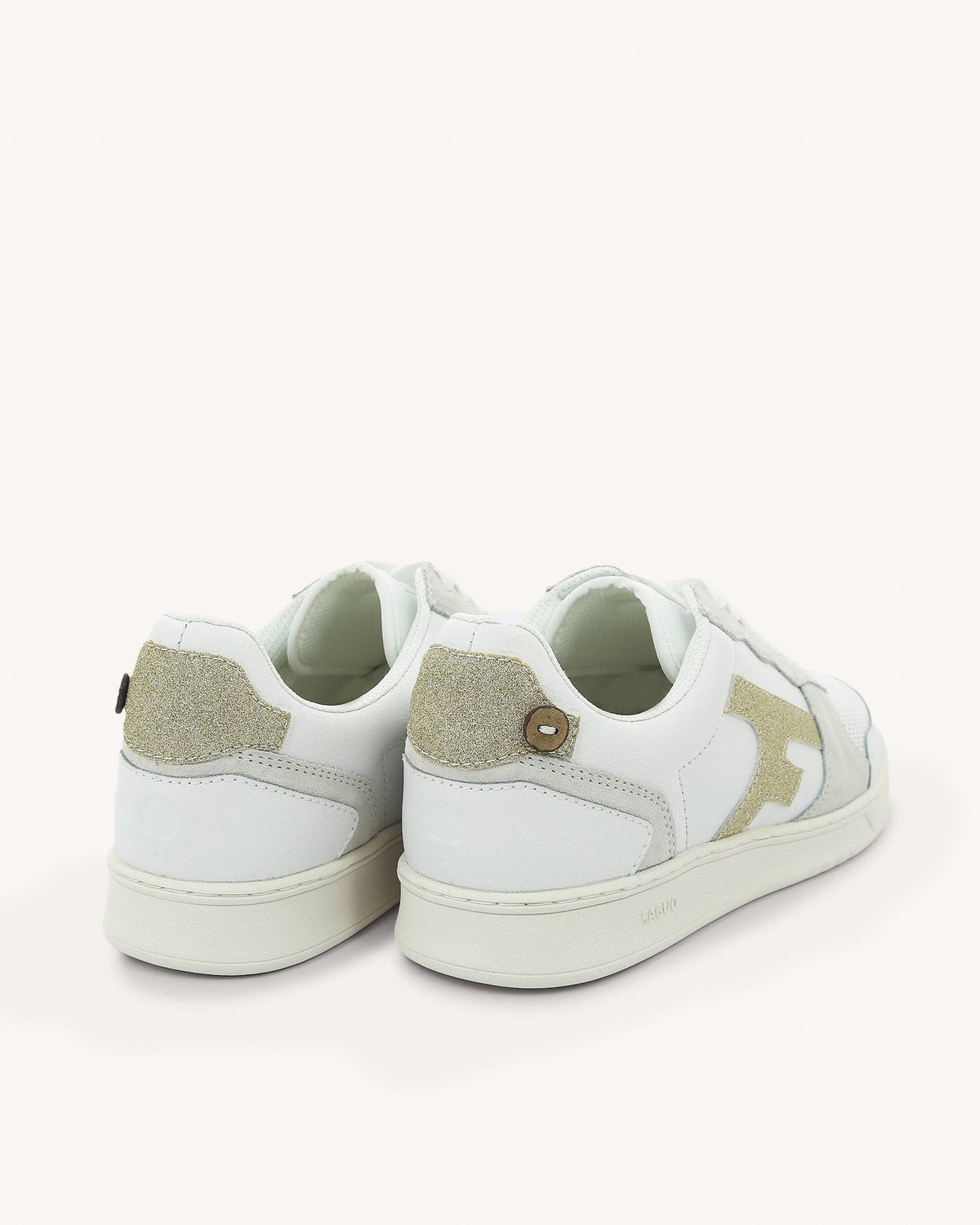White & Gold Leather Trainers