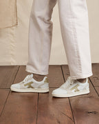 White & Gold Leather Trainers