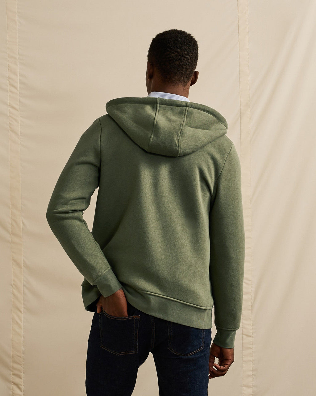 Khaki Zip-Up Sweatshirt