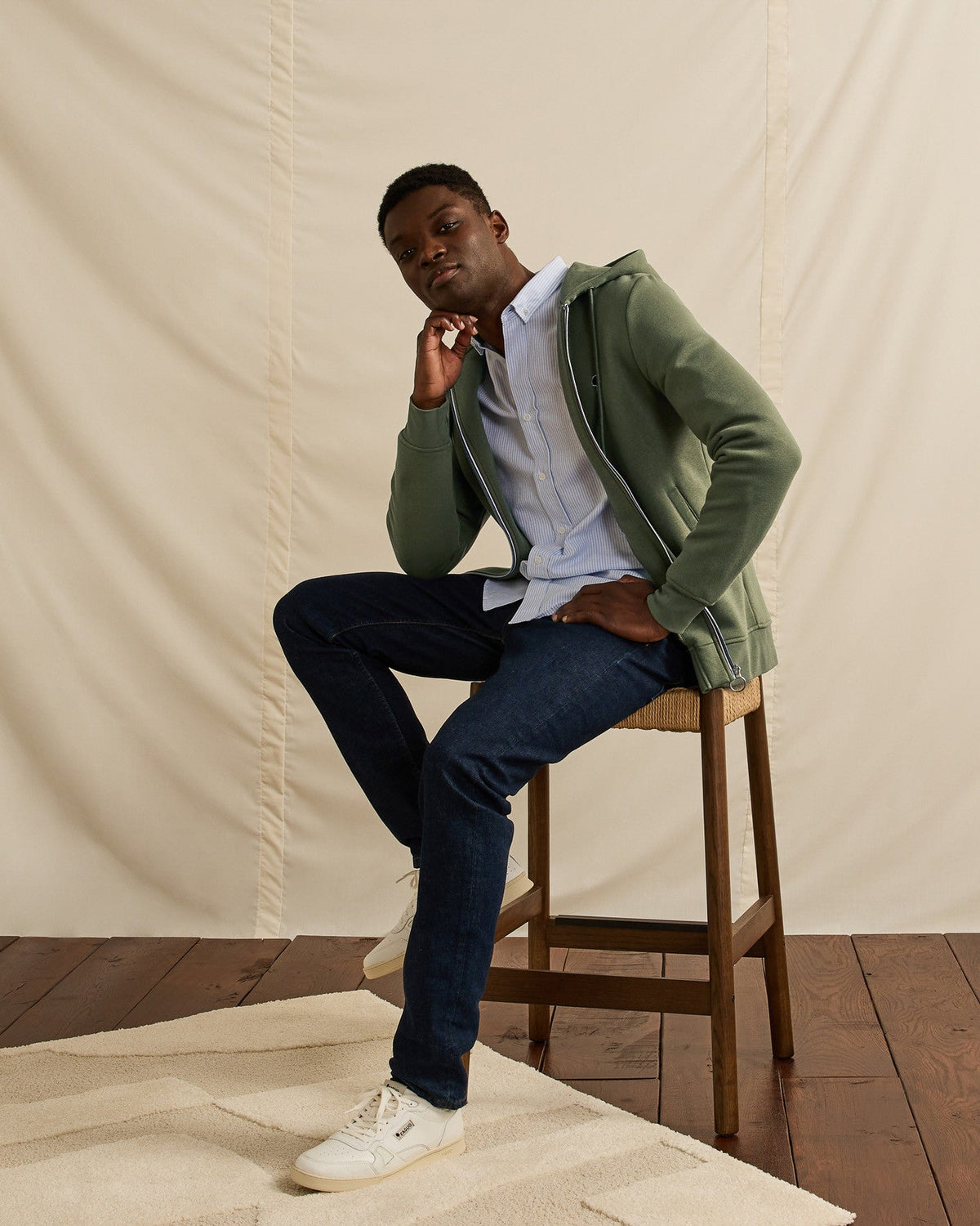 Khaki Zip-Up Sweatshirt