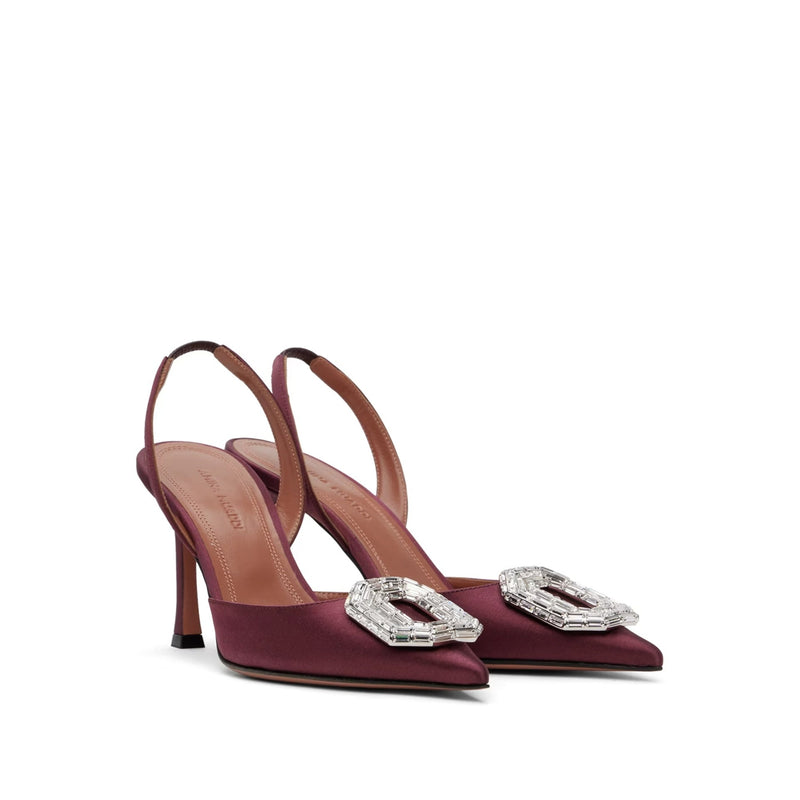 Escarpins - Amina Muaddi Camelia Sling 90 Satin - Bordeaux