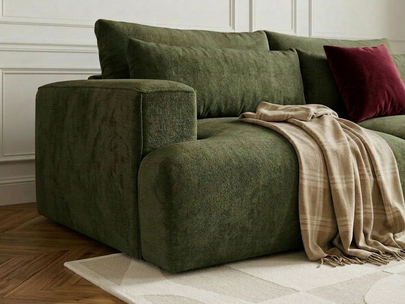 Twiny - Canapé Droit Fixe 3 Places Assise Profonde - Tissu Lisse