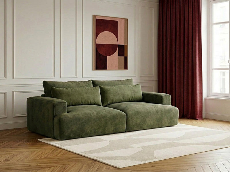 Twiny - Canapé Droit Fixe 3 Places Assise Profonde - Tissu Lisse