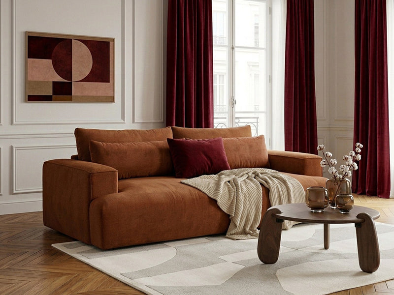 Twiny - Canapé Droit Fixe 3 Places Assise Profonde - Tissu Lisse