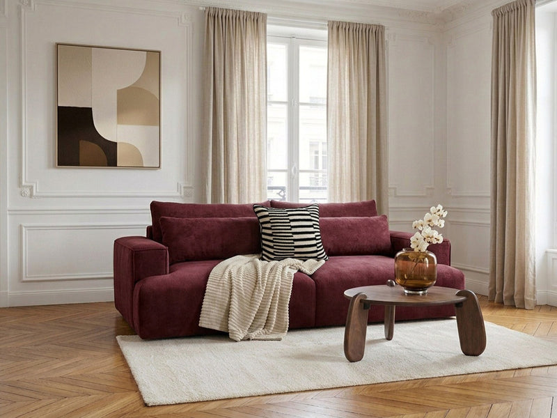 Twiny - Canapé Droit Fixe 3 Places Assise Profonde - Tissu Lisse