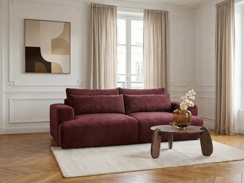 Twiny - Canapé Droit Fixe 3 Places Assise Profonde - Tissu Lisse