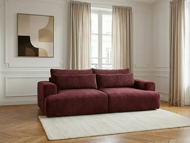 Twiny - Canapé Droit Fixe 3 Places Assise Profonde - Tissu Lisse