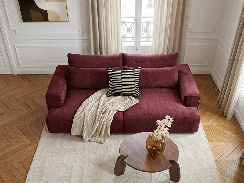 Twiny - Canapé Droit Fixe 3 Places Assise Profonde - Tissu Lisse