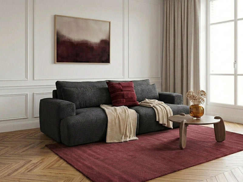 Twiny - Canapé Droit Fixe 3 Places Assise Profonde - Tissu Lisse