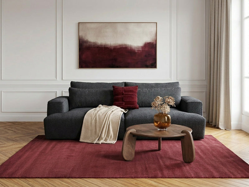 Twiny - Canapé Droit Fixe 3 Places Assise Profonde - Tissu Lisse