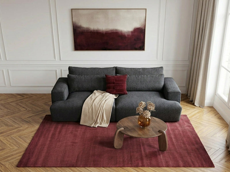 Twiny - Canapé Droit Fixe 3 Places Assise Profonde - Tissu Lisse