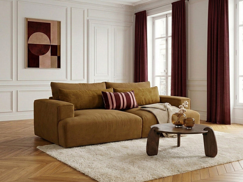 Twiny - Canapé Droit Fixe 3 Places Assise Profonde - Tissu Lisse