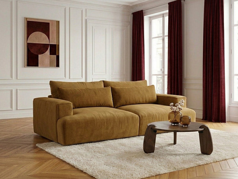 Twiny - Canapé Droit Fixe 3 Places Assise Profonde - Tissu Lisse