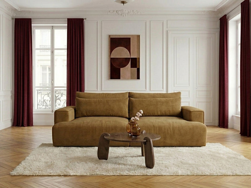 Twiny - Canapé Droit Fixe 3 Places Assise Profonde - Tissu Lisse