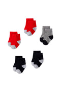 5 Pairs Of Socks - Red, Black And Marl Grey - Baby Boy