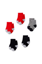 5 Pairs Of Socks - Red, Black And Marl Grey - Baby Boy
