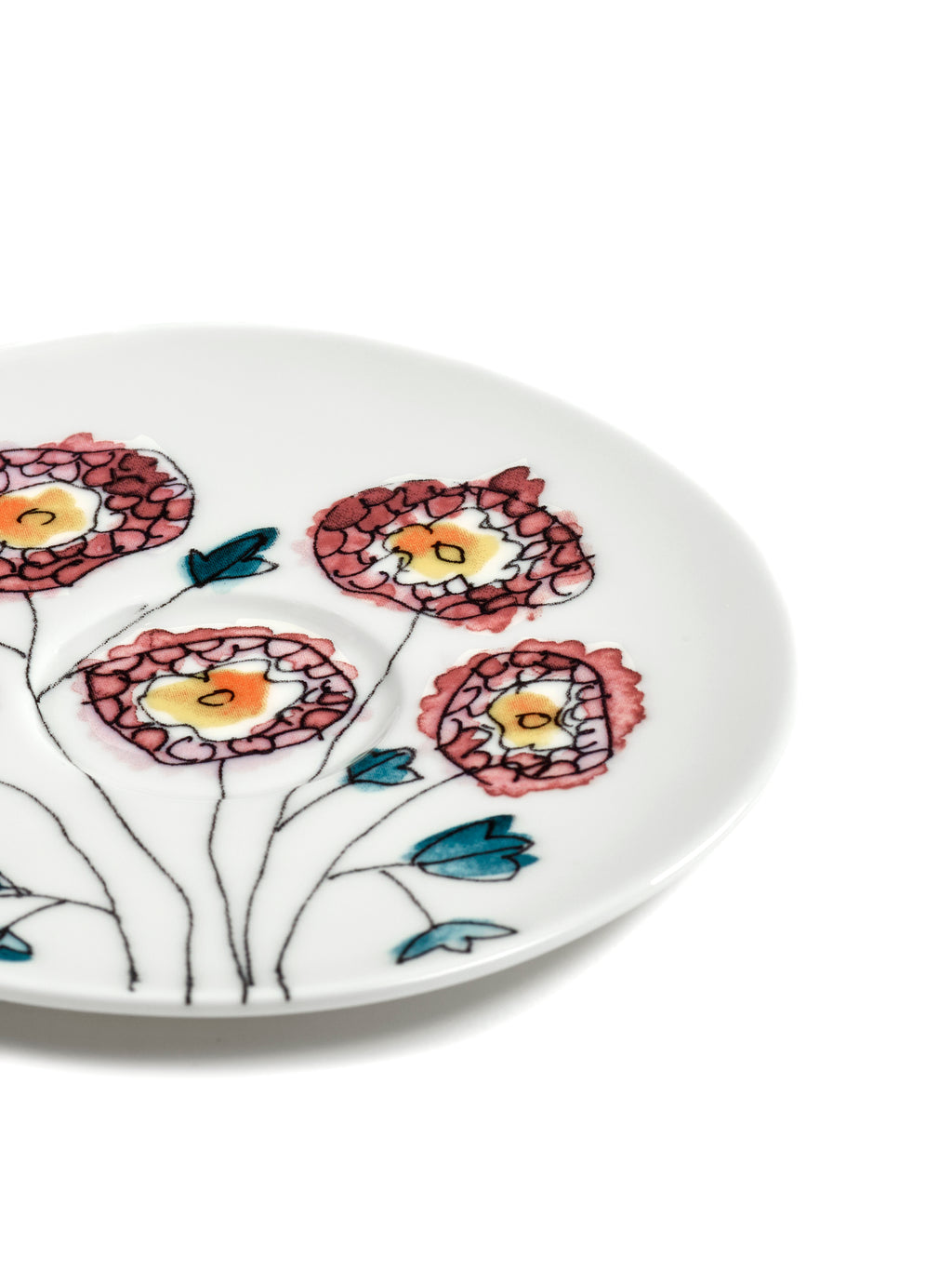 Midnight Flowers - Lot De 2 Soucoupes Pour Tasse À Café Basse - Porcelaine Bone China - Anemone Milk