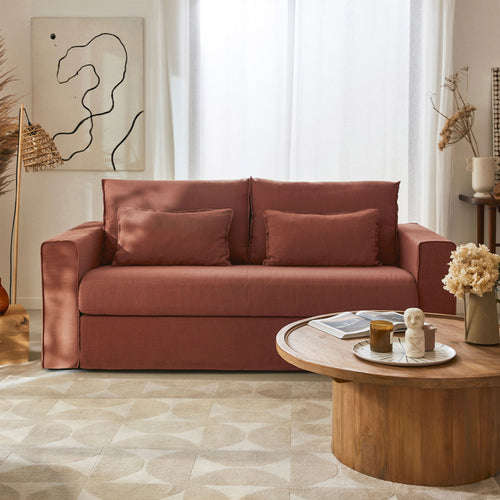 3-seater Convertible sofa - Nelson - Rouge Terracotta