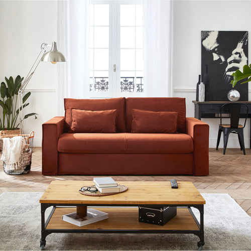 3-seater Convertible sofa - Nelson - Rouge Terracotta