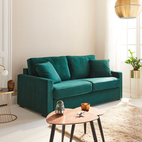 2-seater Convertible sofa - Adam - Emerald Green