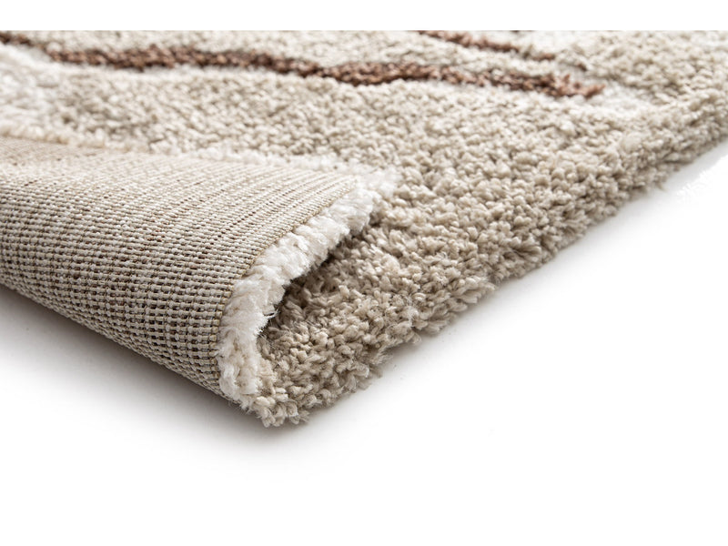 Elvia - Tapis Poils Longs - Motif Abstrait - Beige