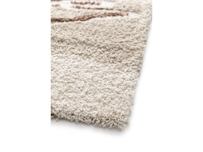Elvia - Tapis Poils Longs - Motif Abstrait - Beige