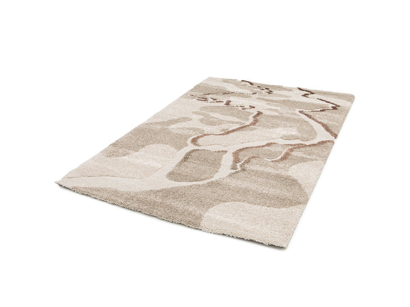 Elvia - Tapis Poils Longs - Motif Abstrait - Beige