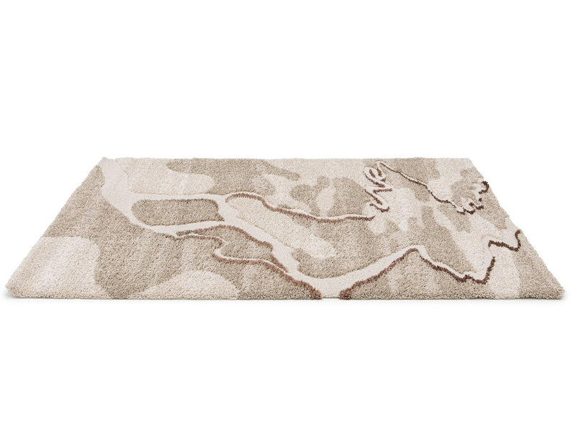 Elvia - Tapis Poils Longs - Motif Abstrait - Beige