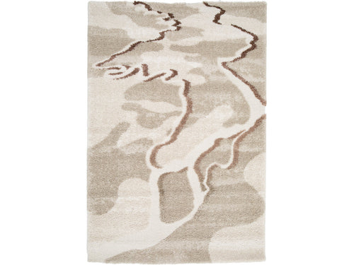 Elvia - Tapis Poils Longs - Motif Abstrait - Beige