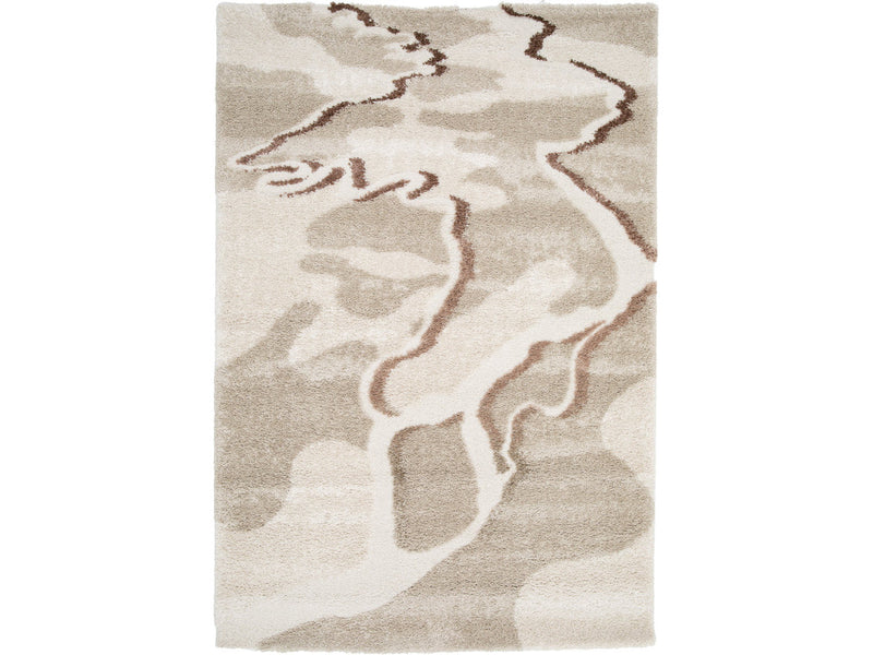 Elvia - Tapis Poils Longs - Motif Abstrait - Beige