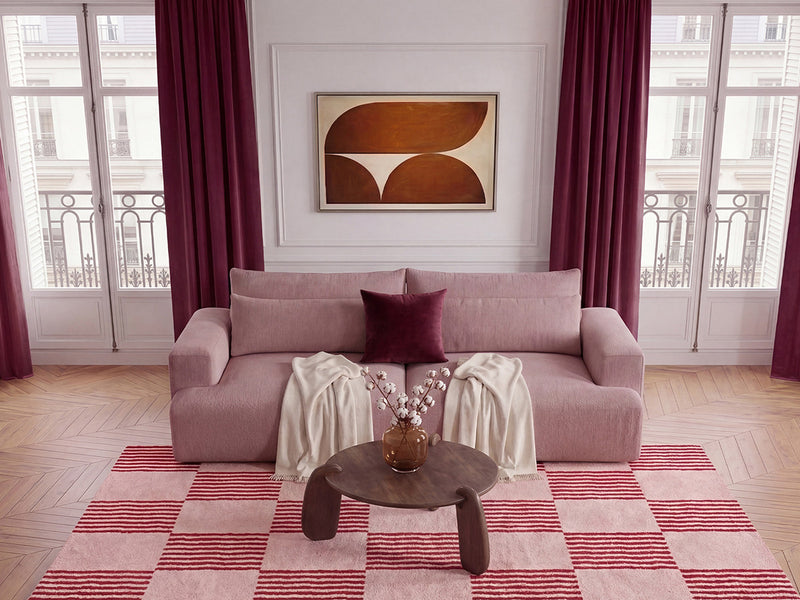 Twiny - Canapé Droit Fixe 3 Places Assise Profonde - Tissu Lisse