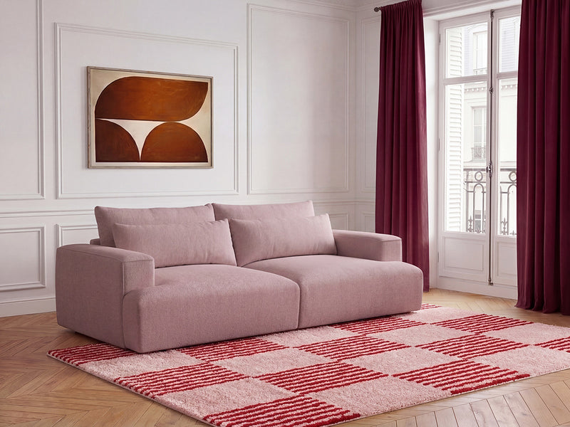 Twiny - Canapé Droit Fixe 3 Places Assise Profonde - Tissu Lisse