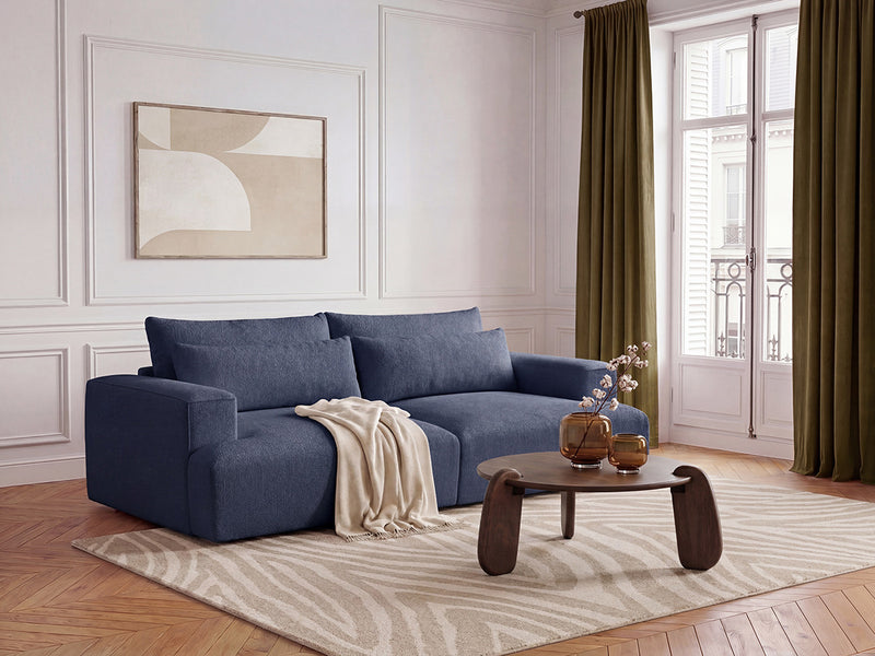 Twiny - Canapé Droit Fixe 3 Places Assise Profonde - Tissu Lisse