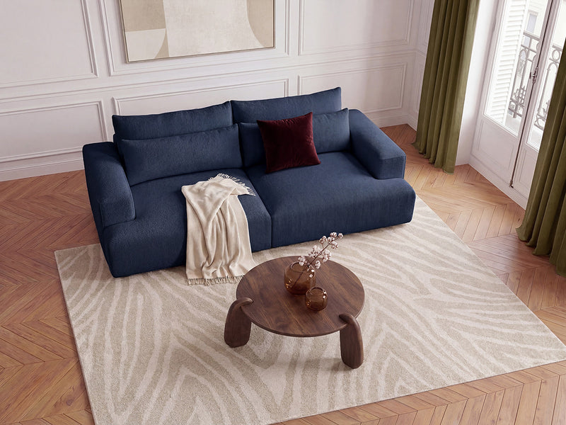Twiny - Canapé Droit Fixe 3 Places Assise Profonde - Tissu Lisse