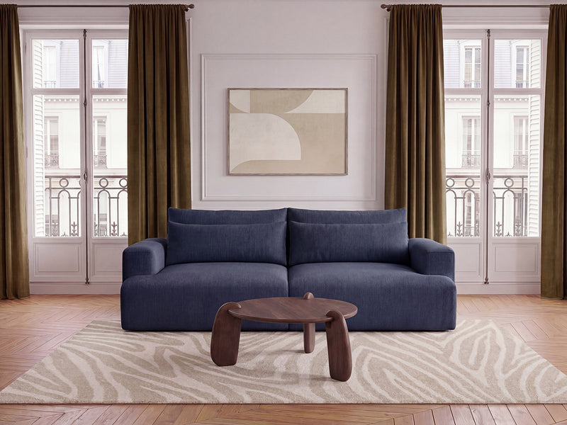 Twiny - Canapé Droit Fixe 3 Places Assise Profonde - Tissu Lisse