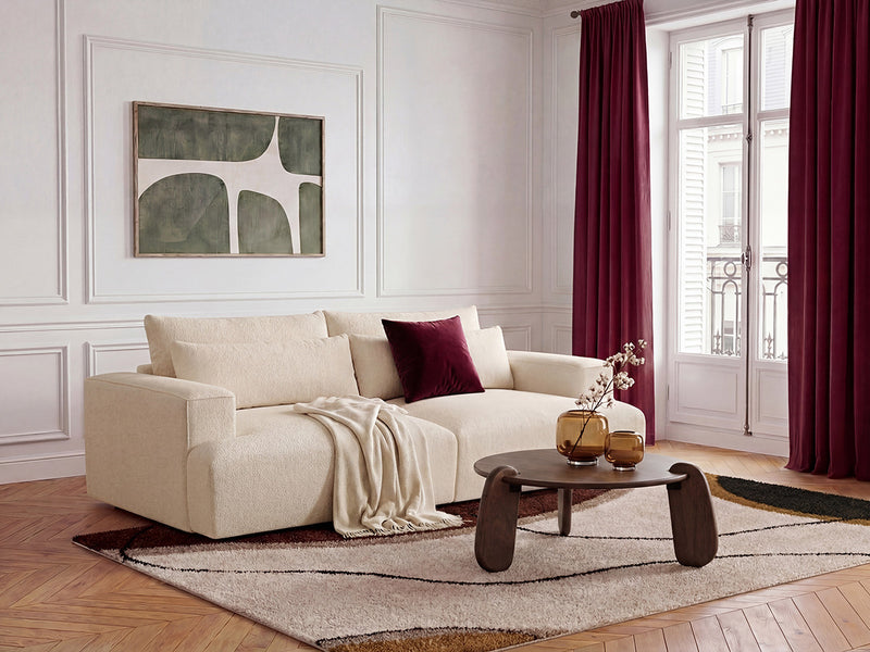 Twiny - Canapé Droit Fixe 3 Places Assise Profonde - Tissu Lisse