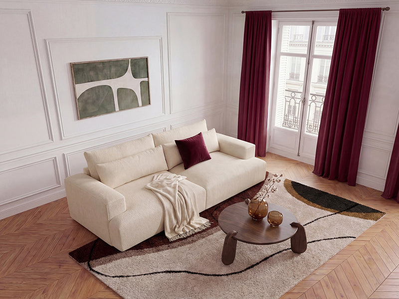 Twiny - Canapé Droit Fixe 3 Places Assise Profonde - Tissu Lisse
