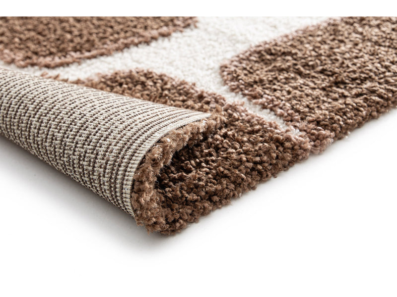 Chino - Tapis Poils Longs - Motif Abstrait - Marron
