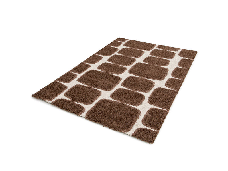 Chino - Tapis Poils Longs - Motif Abstrait - Marron