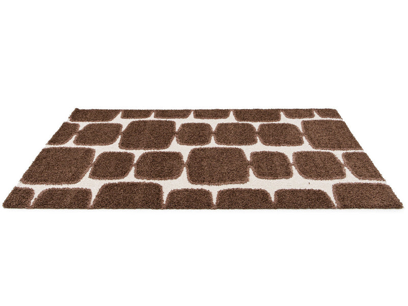Chino - Tapis Poils Longs - Motif Abstrait - Marron