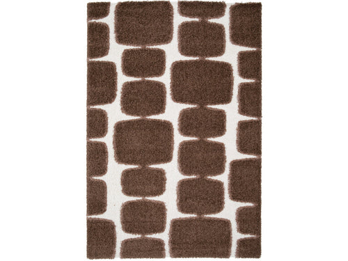 Chino - Tapis Poils Longs - Motif Abstrait - Marron