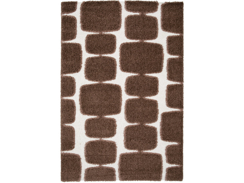 Chino - Tapis Poils Longs - Motif Abstrait - Marron