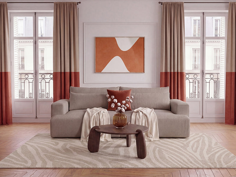 Twiny - Canapé Droit Fixe 3 Places Assise Profonde - Tissu Lisse